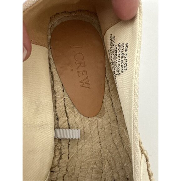 J.‎ Crew Factory | Classic Beige Canvas Black Leather Cap Espadrilles SP21 Sz 7 - Picture 9 of 9